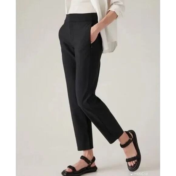 Athleta Stellar Trouser Black Ankle Pants Women's 8 Tall Stretch Travel Work - Picture 1 of 14